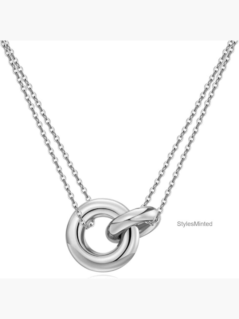 14k Gold Plated S925 Sterling Silver Interlocking Circle Heart Necklace Choker